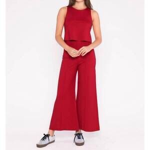 NEW RIPLEY RADER ponte knit cropped wide leg pants in red